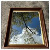 Vintage Framed Wall Mirror with Wood Frame and Gil