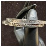 Sterling Silver Bangle Bracelet Set Two Engraved D