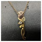Accent Diamond Rose Flower Black Hills 10K and 12K