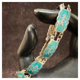 Siam Sterling Niello Enamel Panel Turquoise Color