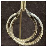Pair of Ribbed Sterling Silver Hoop Earrings