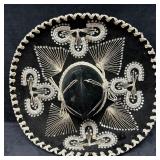 Black Velvet Mariachi Sombrero Hat with Silver Emb