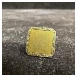 14K Gold Square Textured Border Cufflink