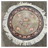 39" Round Oriental Rug in Tan W/ Flowers