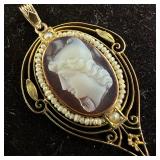 Shell Cameo 10K Gold Pendant