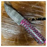 MHS Cutlery Fixed Blade Knife Pink Gray Design Han