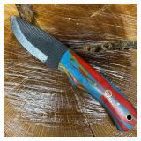 MHS Cutlery Fixed Blade Knife Blue and Red Colored