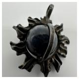 Sunburst Boho Style Black Onyx Stone Marble Sterli
