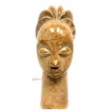 Vintage Carved Stone Sculpture Bust Of African Wom