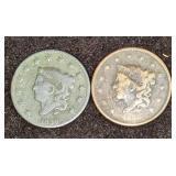 1830 And 1836 US  Coronet Head Cents
