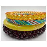 Lot of 4 Colorful Glass Bangles Latticino Style an