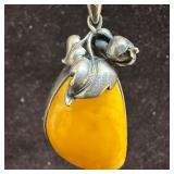 Art Nouveau Egg Yolk Butterscotch Baltic Amber Gem