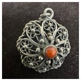 Moonstone Coral Filigree Silverwork Floral Design