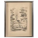 Vintage Framed Alec Stern Etching Midway Church