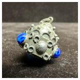 Victorian Etruscan Style Lapis Blue Stone Silver F