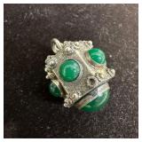 Green Stone Victorian Etruscan Revival Style Silve