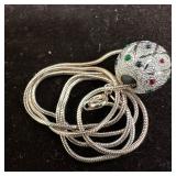 Sterling Silver Blue Red Green Enamel Dots Ball Ne