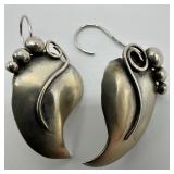 Abstract Modernist Leaf Floral Motif Sterling Earr
