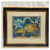 Framed Pastel Drawing Nostalgia Marked on the Back