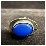 Victorian Etruscan Style Oval Blue Cabochon 800 Si
