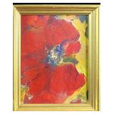 Original Marcia Lain Herring Red Flower Signed Art