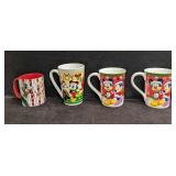 4 Disney Mickey Mouse Christmas Holiday Mugs