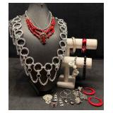 15pc Red and Silver Toned Ember and Snow Costume J