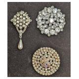Vintage Unmarked Silver Tone Rhinestones AB Crysta