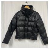 Abercrombie and Fitch Black Faux Leather Puffer Ja