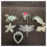 Vintage Signed Costume Jewelry Brooch Lot Coro Mon