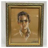 Portrait of a Young Man Pastel Drawing Framed Art
