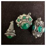 Victorian Etruscan Style 800 Silver Green Onyx Fob