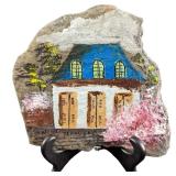 Hand Painted House With Trees Rock Slate Art