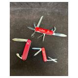 Three Pocket Knives Set Victorinox Switzerland Ino