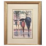 Framed LE Russ Erickson Walk In The City At Night