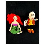 Set of (2) Disney Plush Bean Bag Dolls Ariel and G