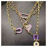 Melania Clara Purple and Gold Chain Assorted Neckl