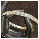 Beau Sterling Silver Etched Floral Design Bangle B