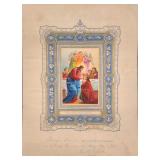 Antique First Communion Certificate Print St Marys