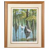 Framed Christi Mathews Signed LE Two Egrets