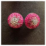 Sterling Silver CZ Pink & White Earrings