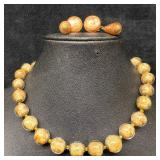 Murano Venetian Art Glass Lamp Work Creme Round Co