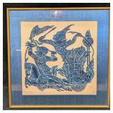 Framed Vintage Thai Temple Warriors Rubbing