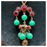 Sarah Coventry Chandelier Style Red And Green Neck