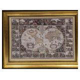 Framed Vintage Style Visscher Commander Repro Map