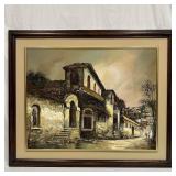 Acrylic Large Painting Framed Artwork Old Town Str
