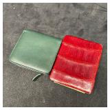 Two Vintage Leather Wallets Green Zip Wallet and R