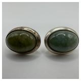 Green Aventurine Oval Cabochons Sterling 925 Silve