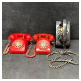 Lot of Three Vintage Rotary Dial Telephones Wester