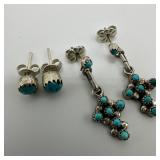 Small Turquoise Cabochons Stud and Cross Design Ea